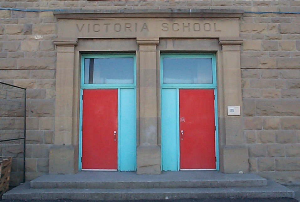 Historic Victoria School entrance in Beltline, Calgary