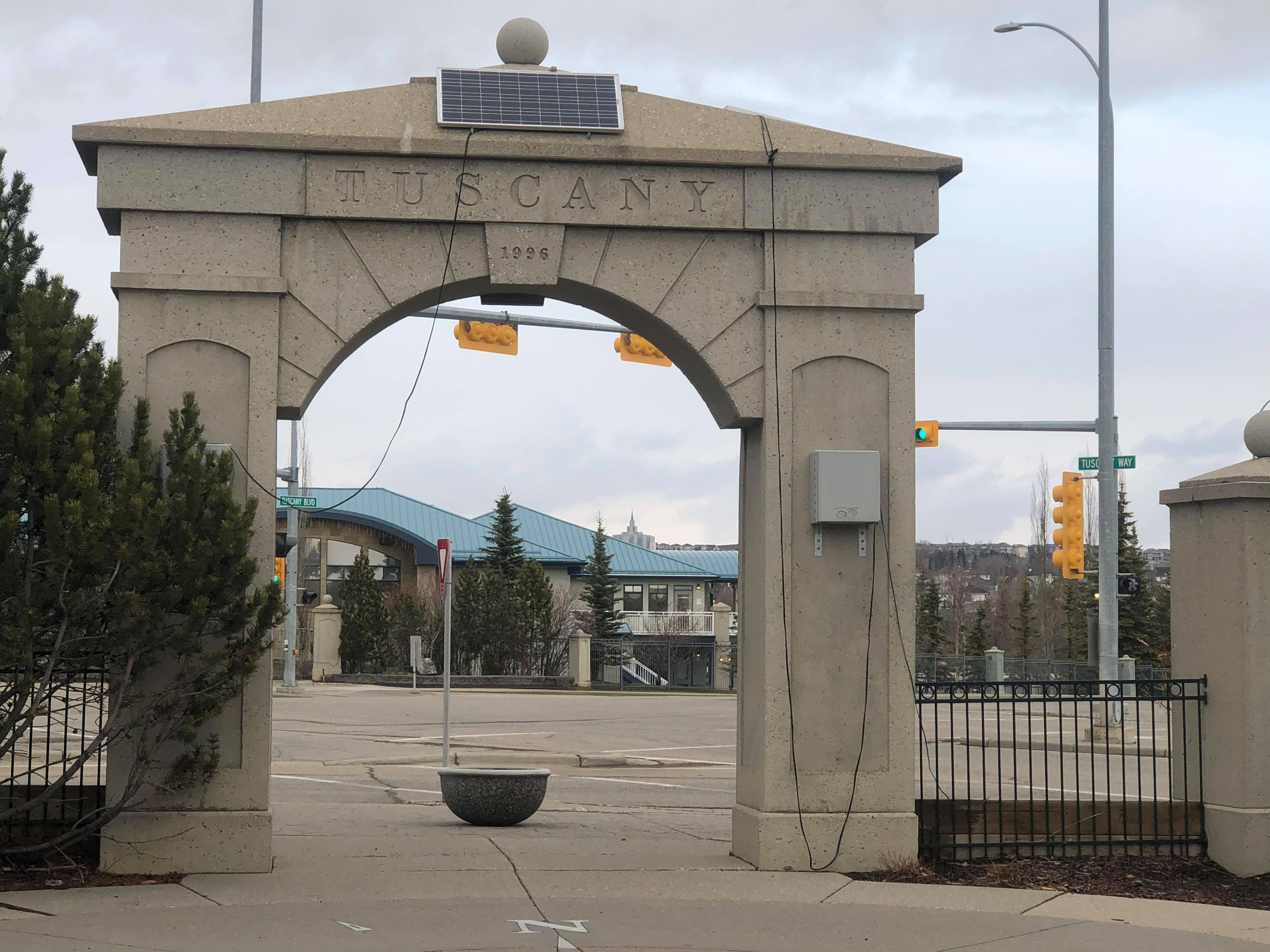 Tuscany Arch landmark in Tuscany, Calgary